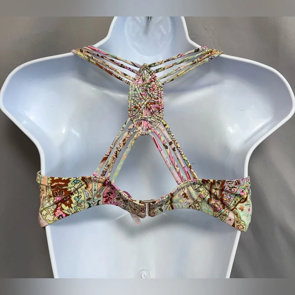 Victorias Secret 36DD Fabulous Bikini Top Padded Floral 6XU Yellow Blue‎